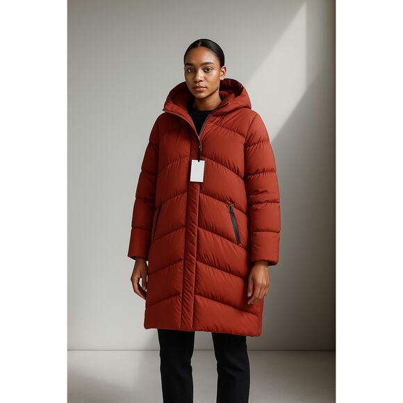 Duno-“Alpes / Casale” Unisex Long Puffer Coat –Rust Red Sz:US S-M(EU 46) Ret$800 - Picture 1 of 4